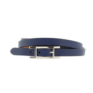 Hermes Behapi Double Tour Bracelet Leather Blue
